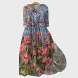 Vestido con Estampado Impresionista