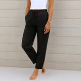 Sara - Pantalones elásticos de lino Premium