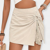 Pantalones Cortos de Cintura Alta con Falda