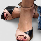 Noirella - Zapatos de tacón medio con tira en el tobillo