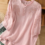 Cassiana - Blusa de Algodón y Lino