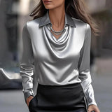 Inês - Blusa de Satén Lujo con Escote Suave