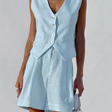 Carolina™ | Top de lino sin mangas con pantalones holgados