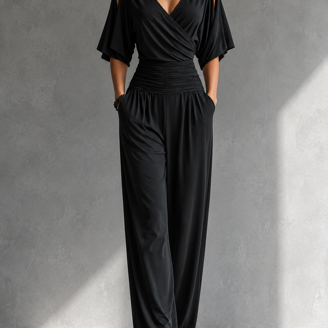 Amália | Conjunto Elegante con Top Cruzado y Pierna Ancha