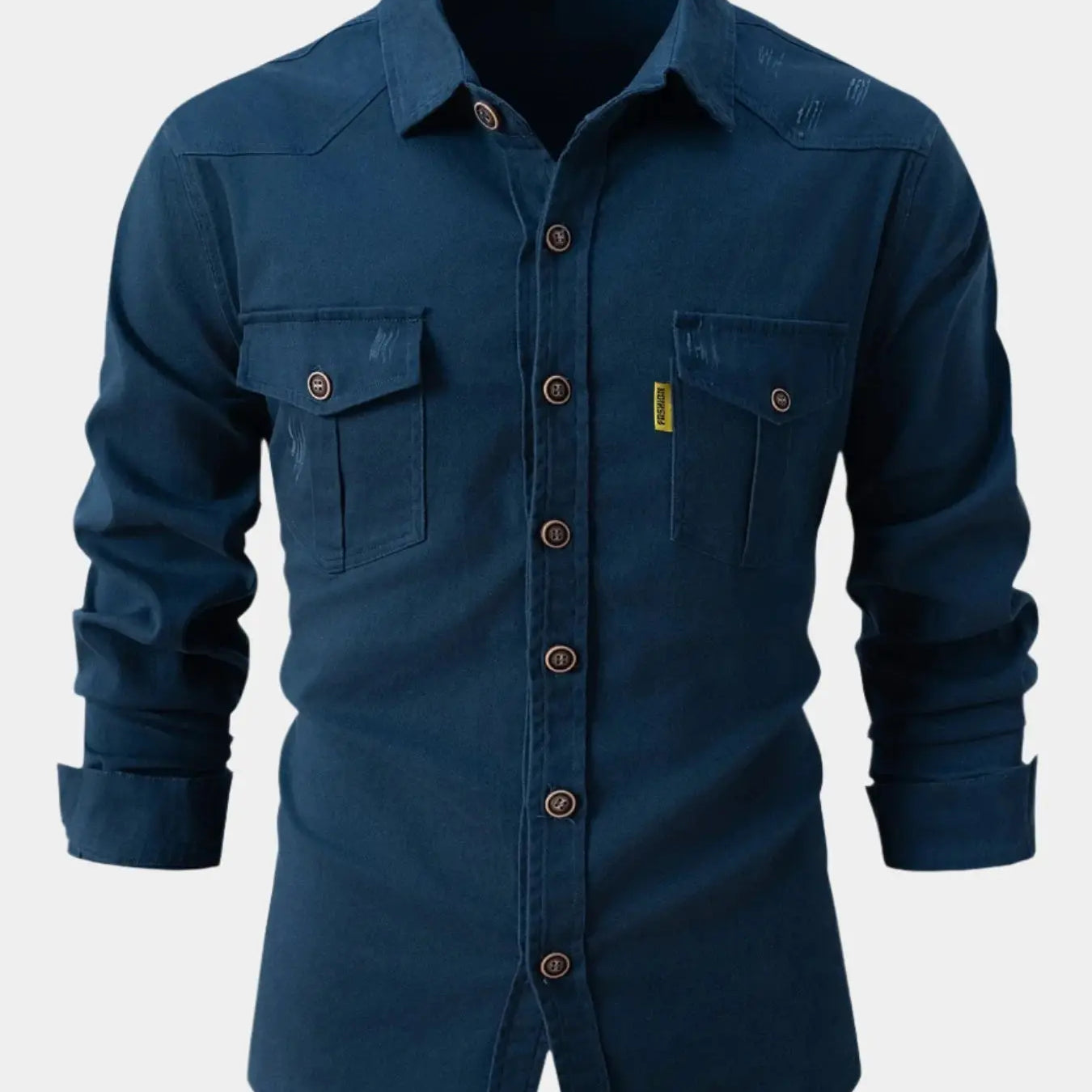 Camisa de Mezcla de Denim - Botones