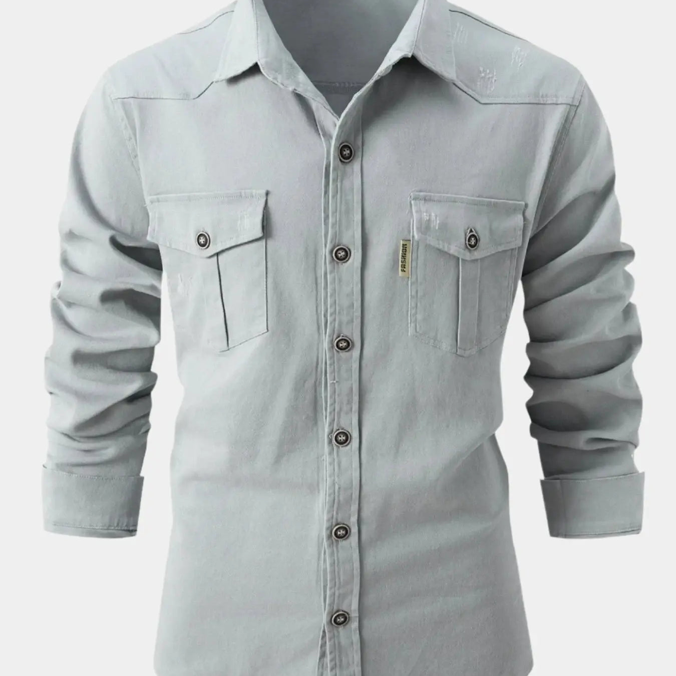 Camisa de Mezcla de Denim - Botones