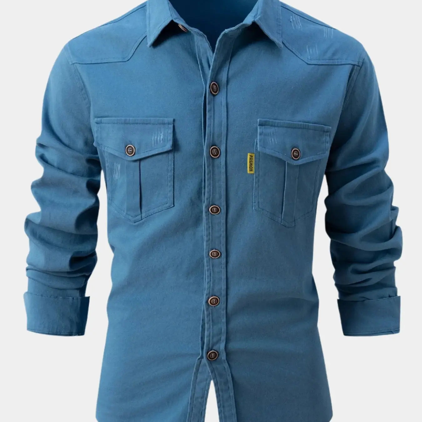 Camisa de Mezcla de Denim - Botones
