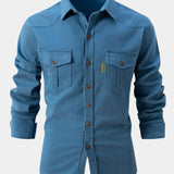 Camisa de Mezcla de Denim - Botones