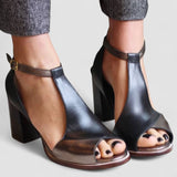 Nadaria - Sandalias negras con tacón alto y punta abierta en patchwork