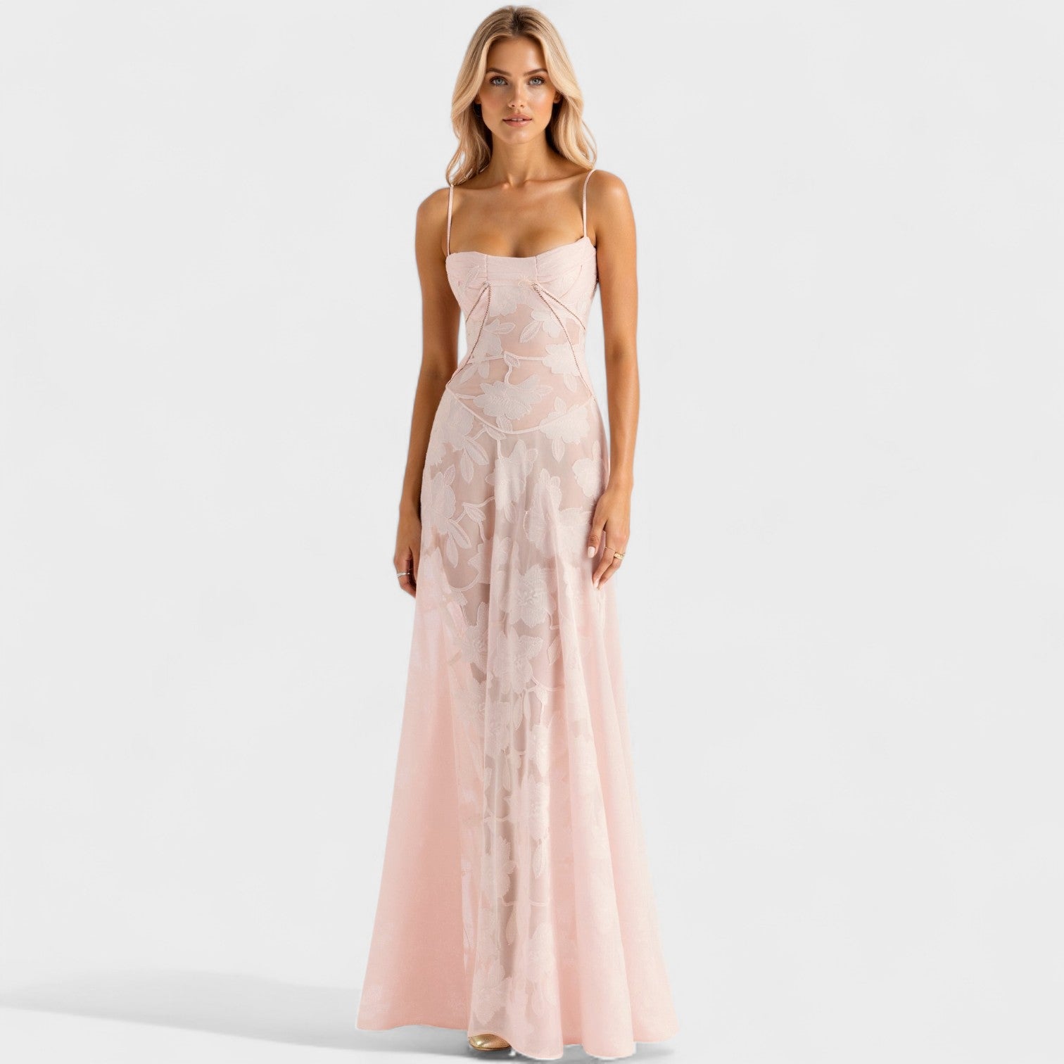 Verona - Vestido maxi de encaje floral