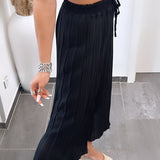Maia - Pantalones Plisados Negros