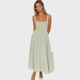 Maribel - Vestido Midi de escote cuadrado