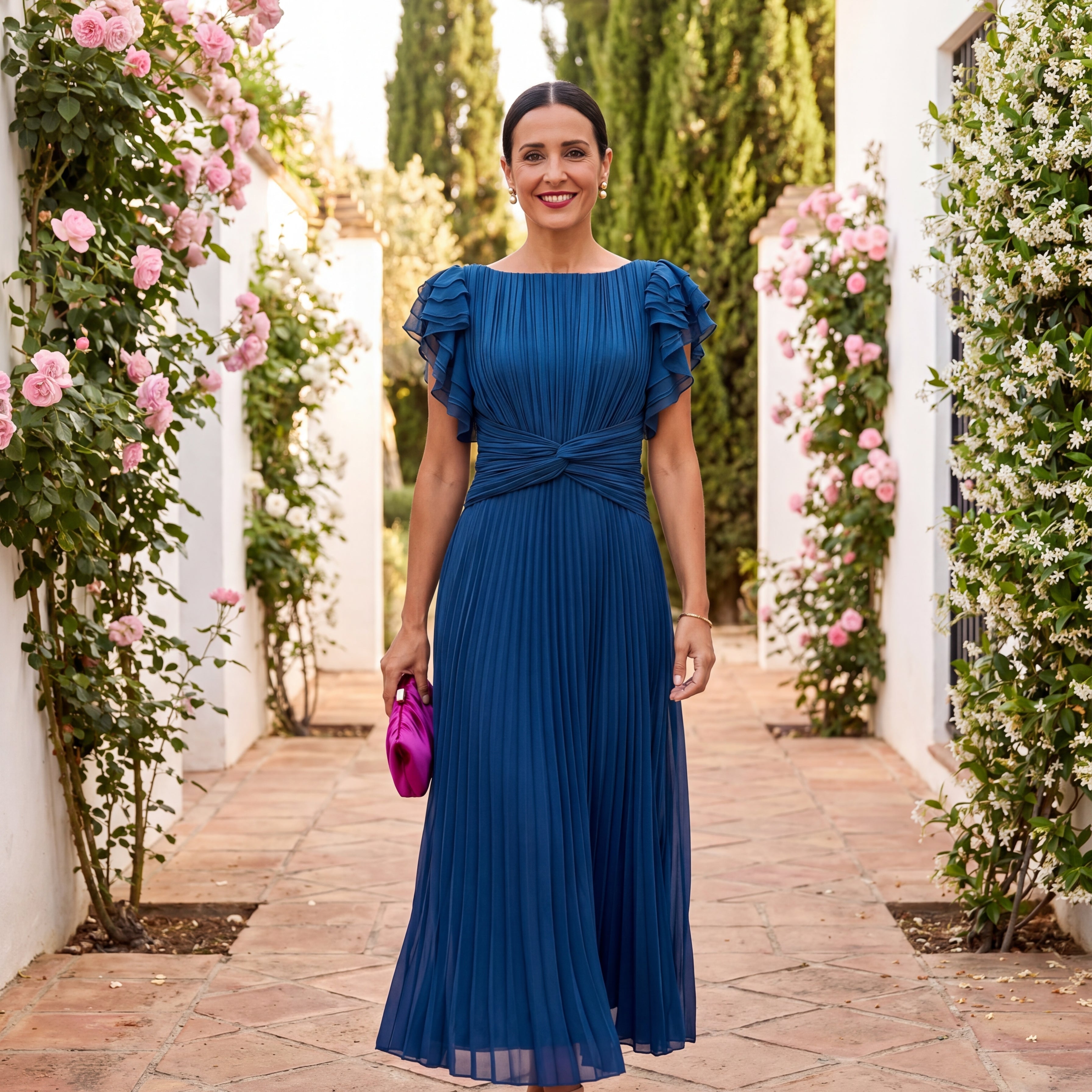 Valentina | Vestido Maxi de Ocasión Plisado