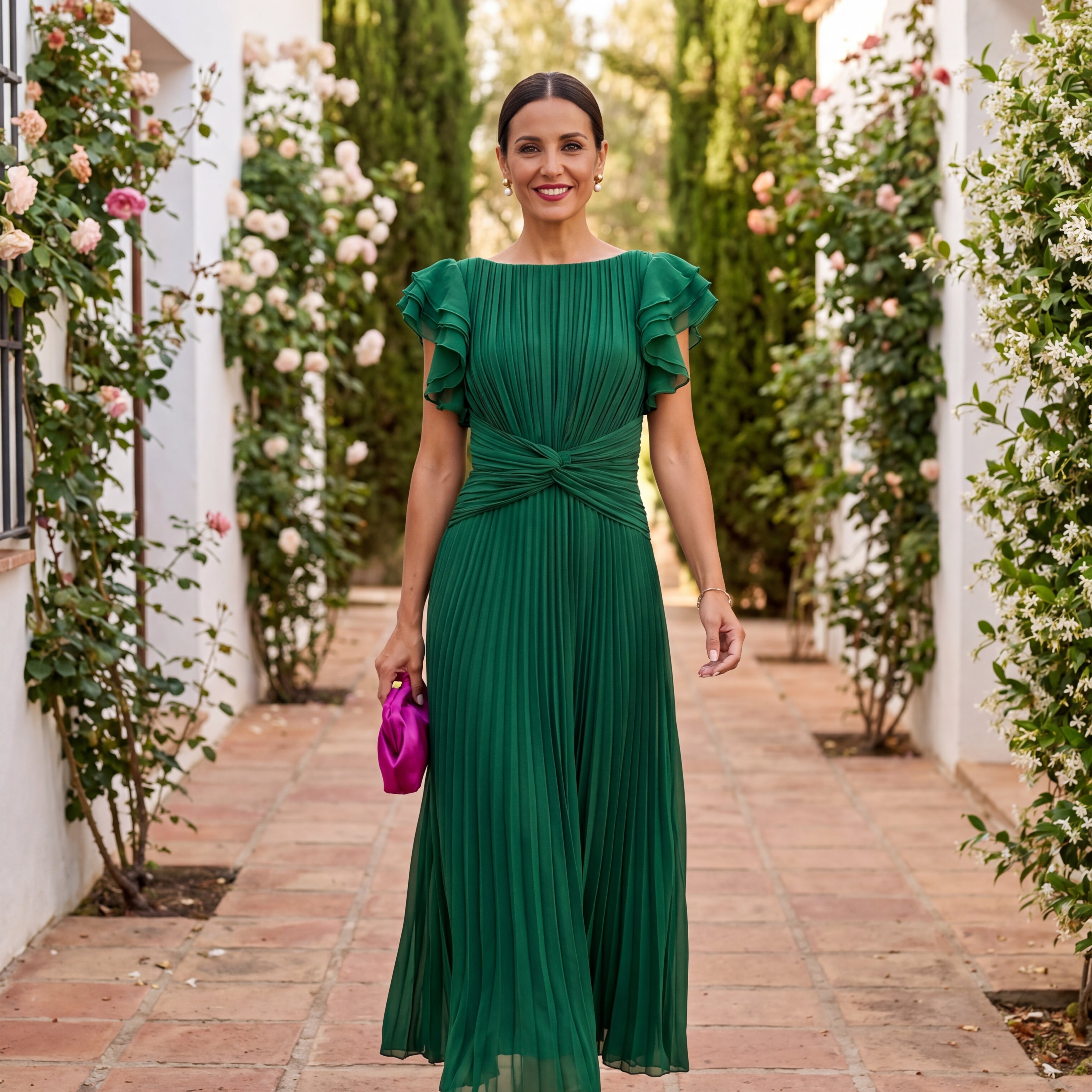 Valentina | Vestido Maxi de Ocasión Plisado