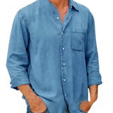 Camisa - Mezcla de Denim Larga
