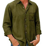 Camisa - Mezcla de Denim Larga