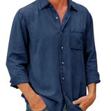 Camisa - Mezcla de Denim Larga