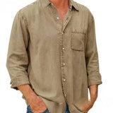Camisa - Mezcla de Denim Larga