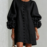 Amara - Mini Vestido Elegante con Botones Florales