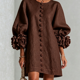Amara - Mini Vestido Elegante con Botones Florales