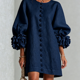 Amara - Mini Vestido Elegante con Botones Florales