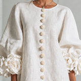 Amara - Mini Vestido Elegante con Botones Florales