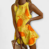 Sofía - Vestido Corto Estampado de Cangrejos