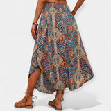 Saia Midi Floral de Cintura Alta