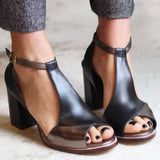 Nadaria - Sandalias negras con tacón alto y punta abierta en patchwork