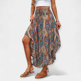 Saia Midi Floral de Cintura Alta