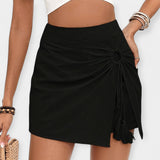 Pantalones Cortos de Cintura Alta con Falda