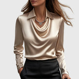 Inês - Blusa de Satén Lujosa con Escote Suave