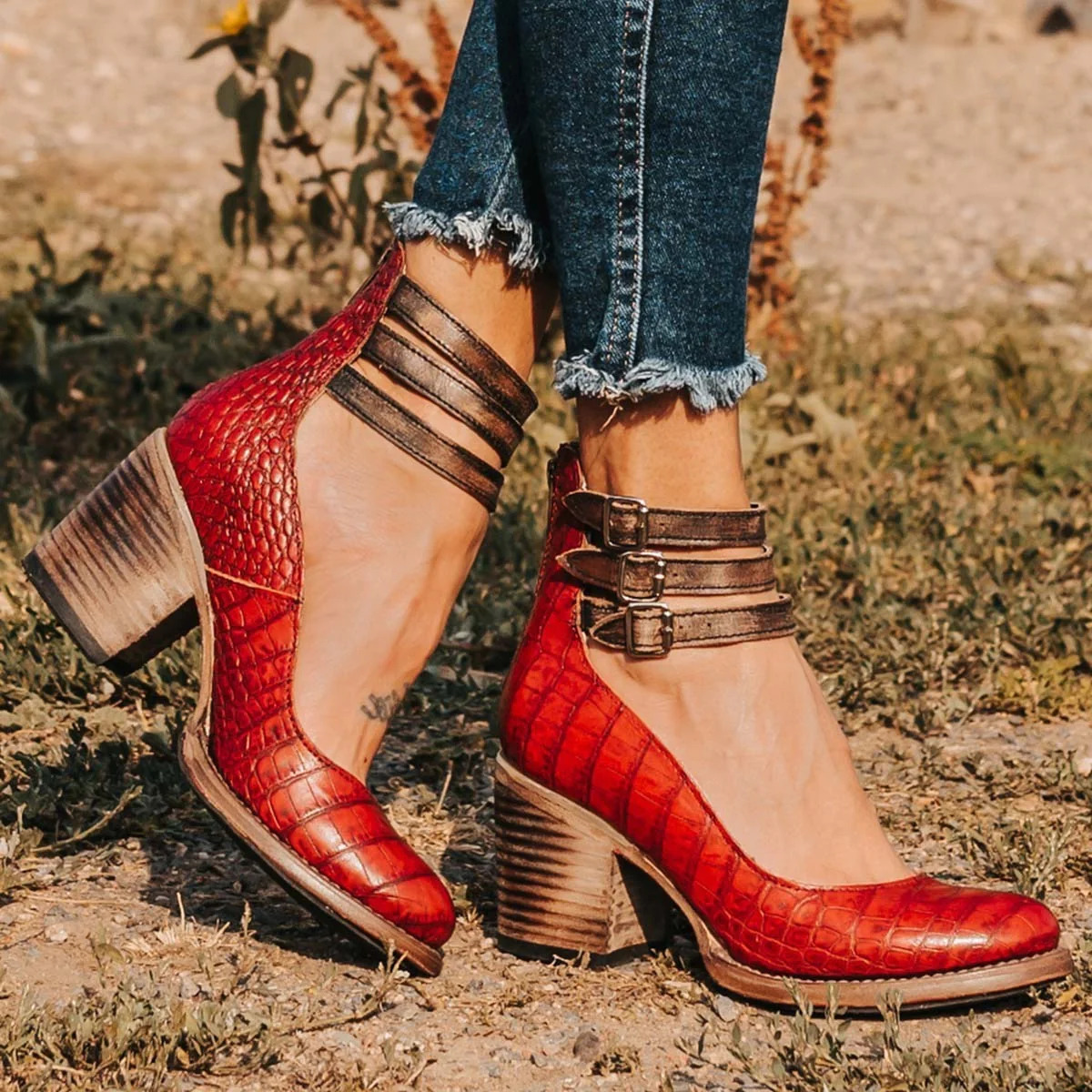 Ginevra - Zapatos de tacón alto con tiras múltiples y suela gruesa