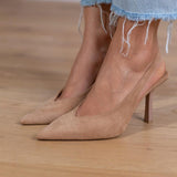 Marlena - Zapatos de tacón tipo slingback nude con un tacón fino